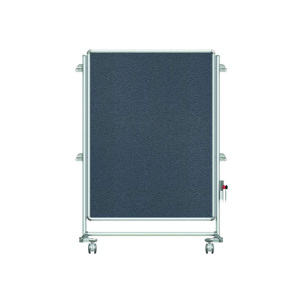 Ghent 57?" x 40?" Nexus Jr. Partition Mobile Fabric Bulletin Board, Double-Sided, Gray, Made in the USA