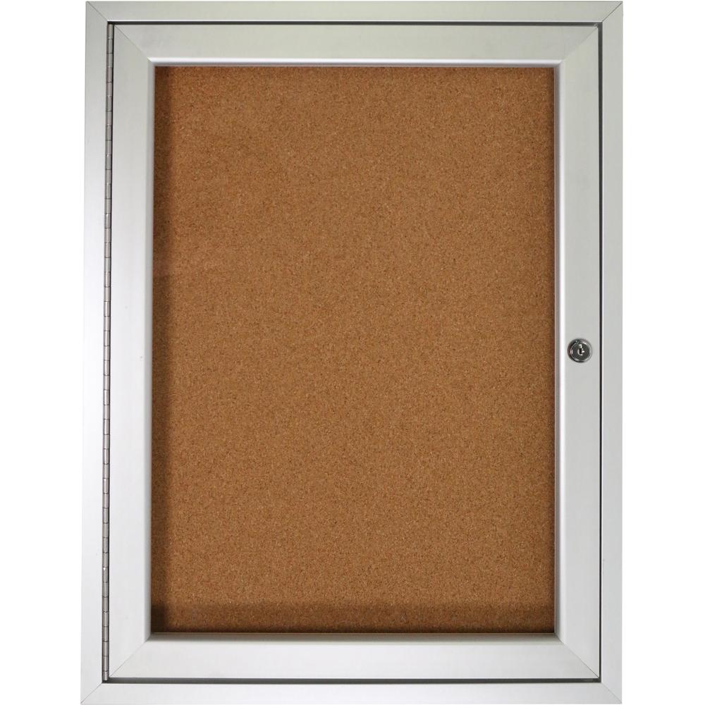 Ghent 1-Door Enclosed Indoor Bulletin Board - 36" Height x 24" Width - Cork Surface - Shatter Resistant - 1 Each