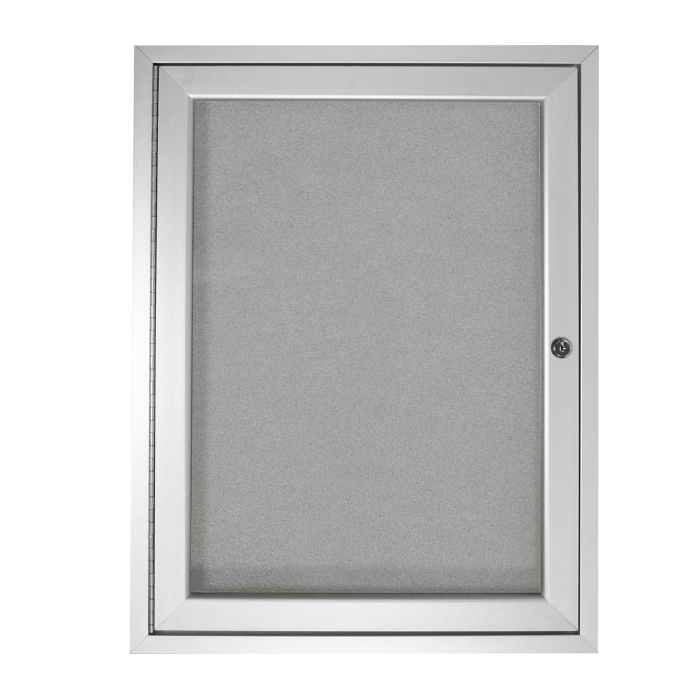 Ghent 36"x36" 1-Door Outdoor Enclosed Vinyl Bulletin Board, Shatter Resistant, with Lock, Satin Aluminum Frame - Silver (PA13636