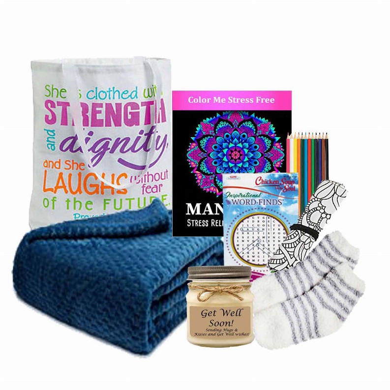 Get Well Gift Baskets - 14x14x12 inget well gift of comfort tote with blanket