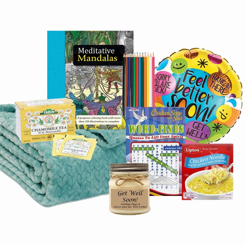 Get Well Gift Baskets - 14x14x12 infeel better soon gift set