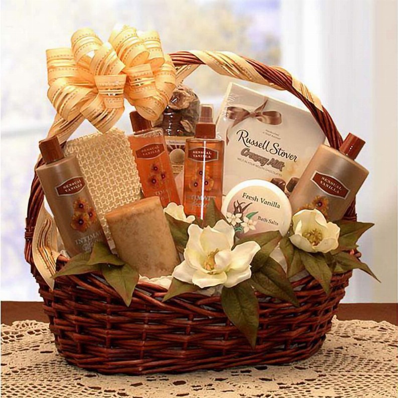 Gifts For Her - 14x14x12 inVanilla Luxuries Bath and Body Basket