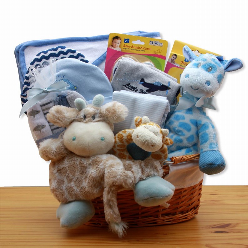 New Baby Gift Baskets - 14x14x10 inJungle Safari New Baby Gift Basket - Blue