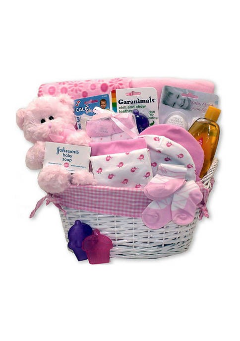 New Baby Gift Baskets - 14x12x12 inSimply Baby Necessities Basket - Pink