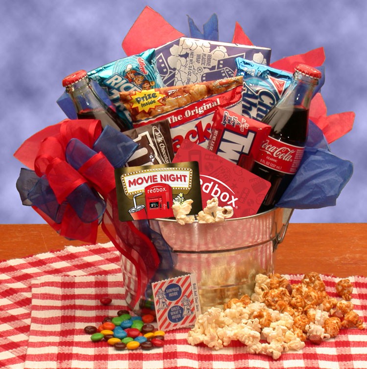 Snack Gift Baskets - 14x10x10 inBlockbuster Night Movie Gift Pail