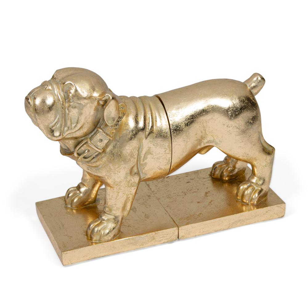 Gold Bulldog Polystone Bookends, Set of 2