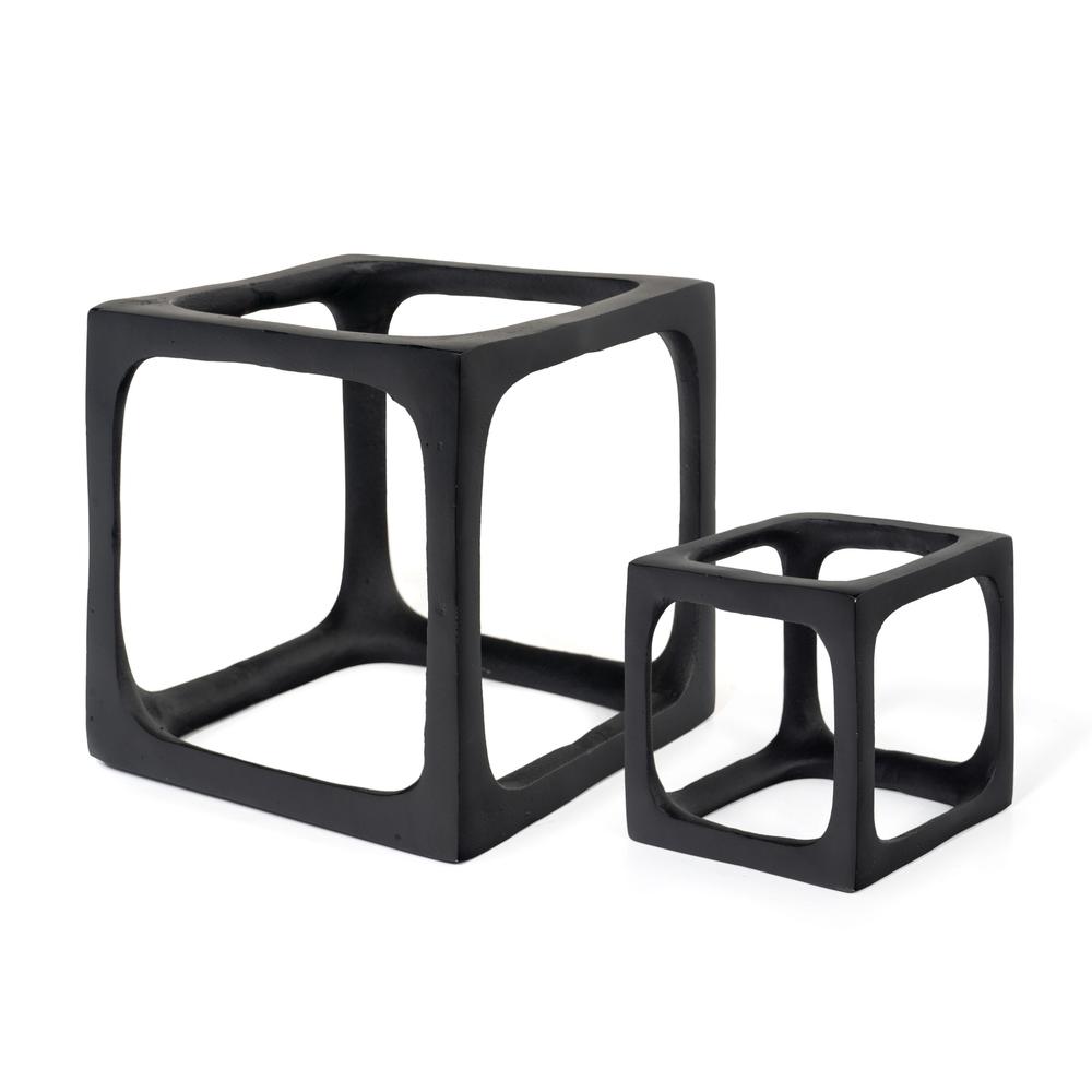 Selena Black Decorative Cube Sculptures, Set of 2