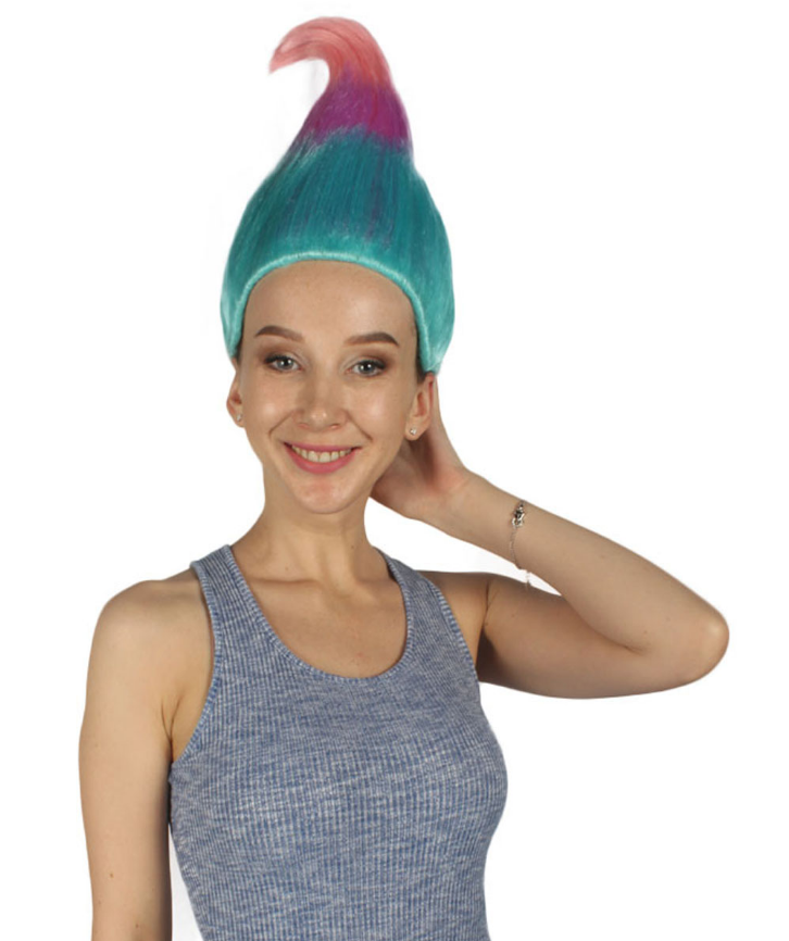  Pink-Purple Blue Troll Wig