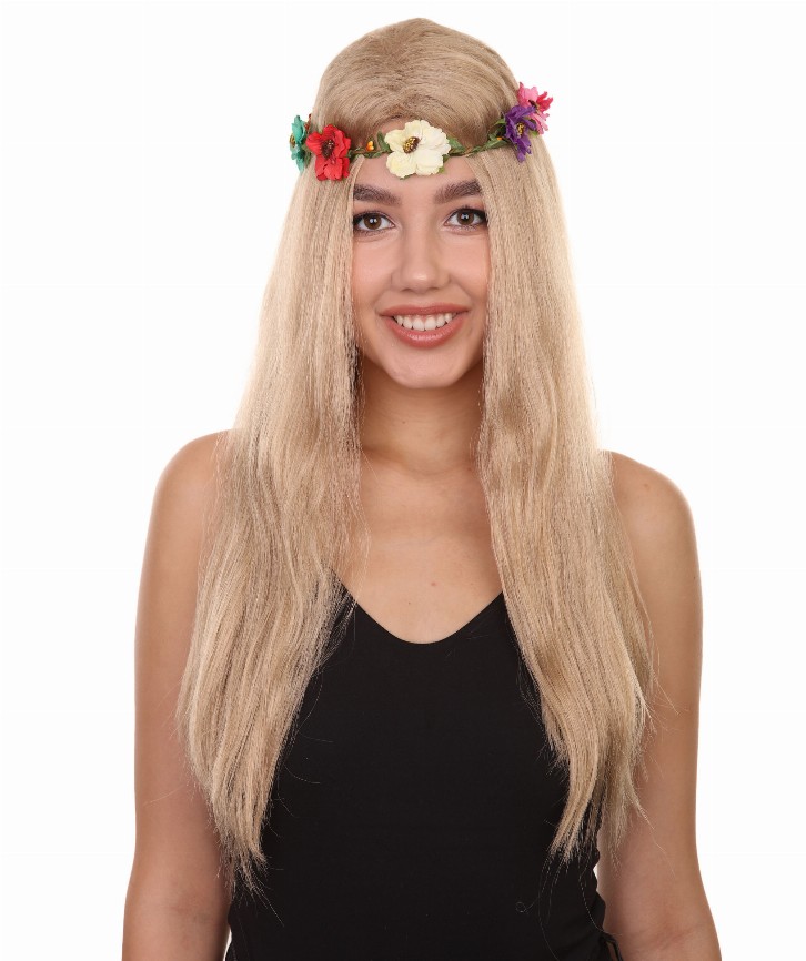 Cool Cat Lady Wig With Flower Crown