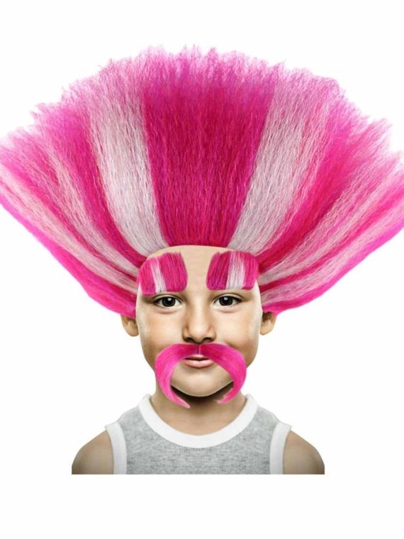 King Troll Wig with Eyebrows and Mustache