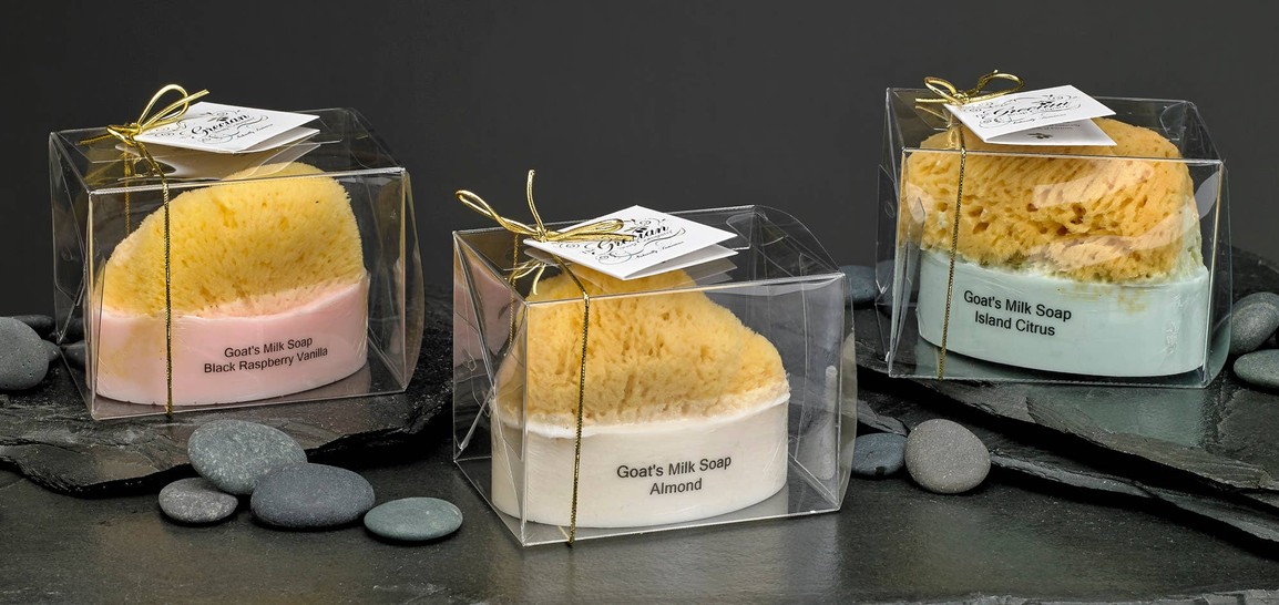 Goat Milk Soap with a Natural Sea Sponge Island Citrus