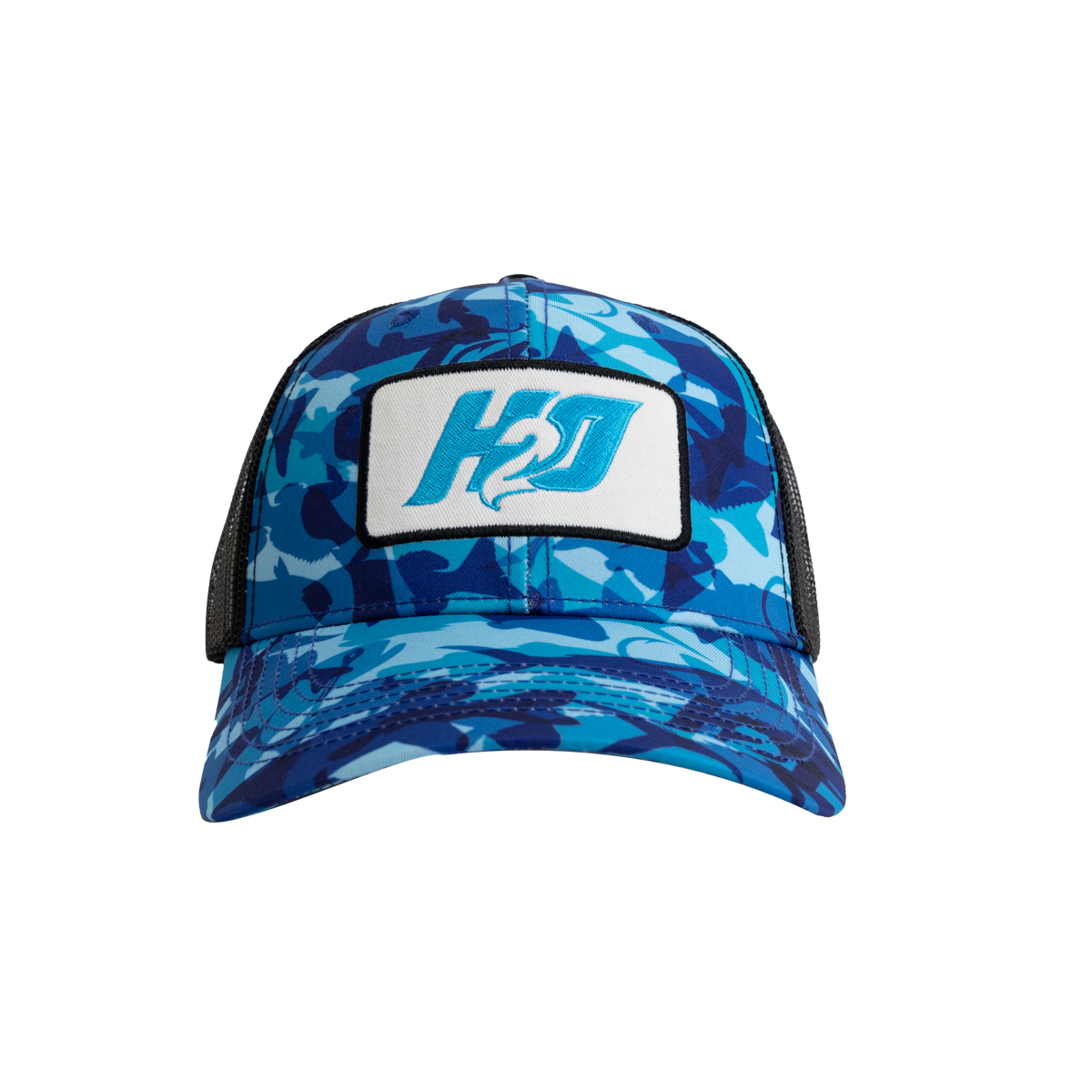 H2O Wave Cap H2OCAP02B Mens Womens Cotton Baseball Cap Water-Theme Pool Guard Sun Protection Trucker Hat-Blue Camo