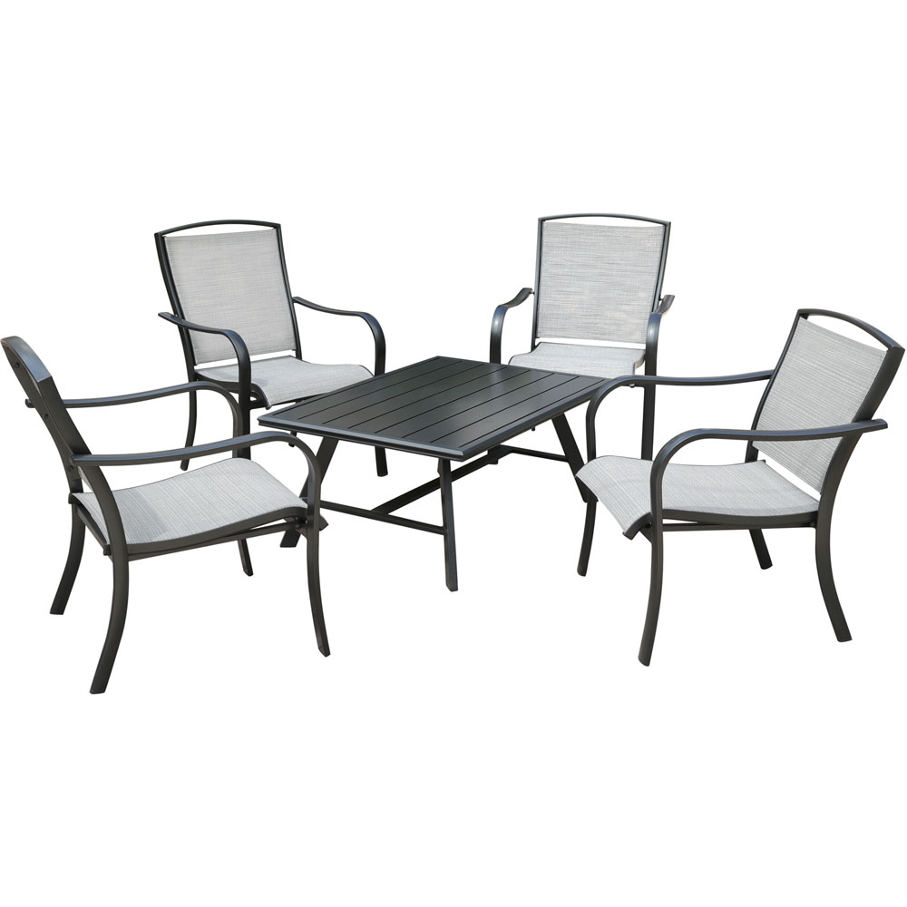 Foxhill 5pc Seating Set: 4 Sling Chairs and Slat Coffee Table