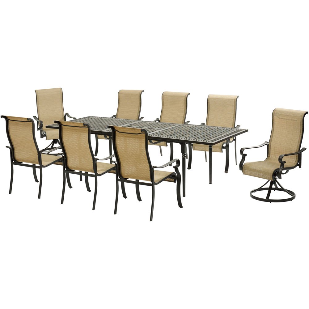 Brigantine9pc: 6 Sling Dining Chrs, 2 Sling Swv Rockers, Exp Cast Table