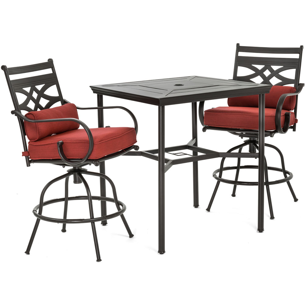 Montclair 3pc High Dining: 2 Swivel Chairs, 33" Sq High Dining Table