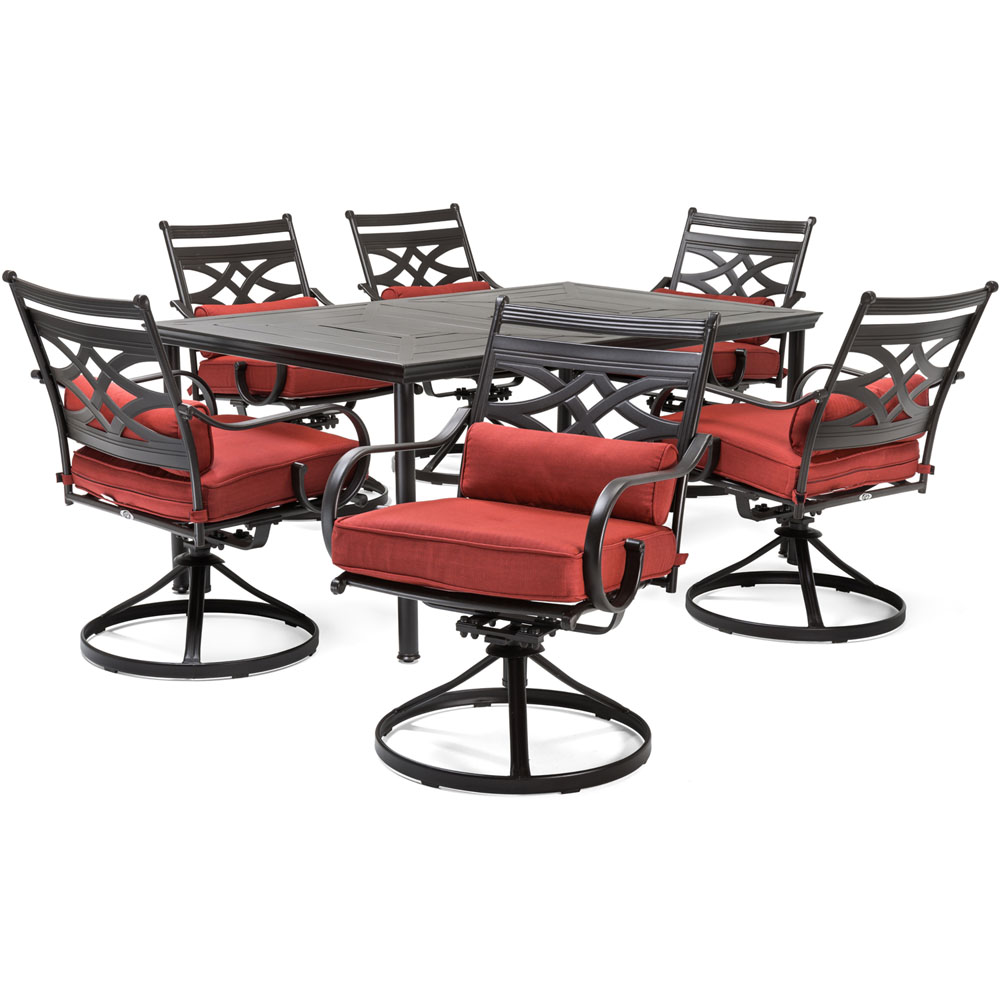 Montclair7pc: 6 Swivel Rockers, 40x66" Dining Table