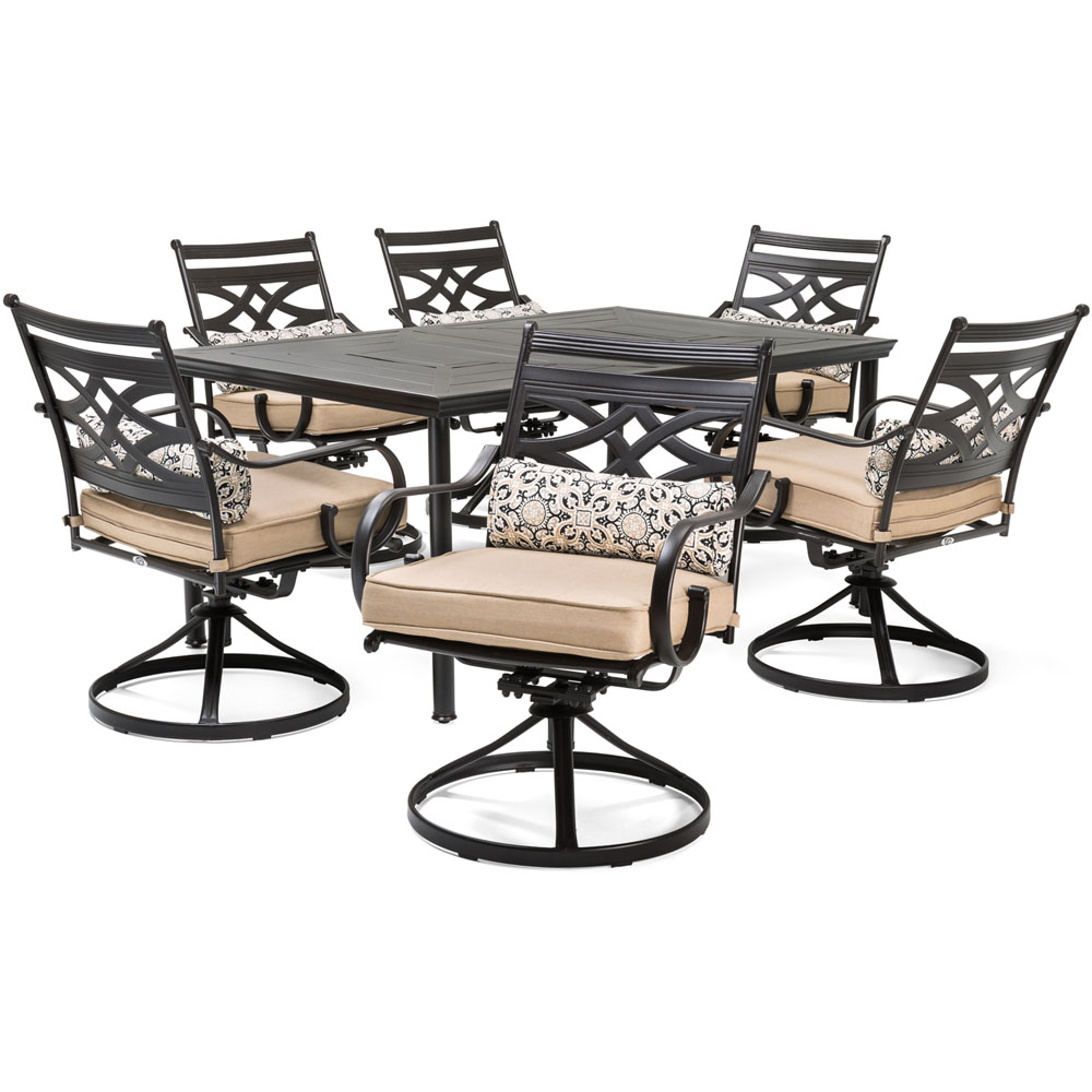 Montclair7pc: 6 Swivel Rockers, 40x66" Dining Table