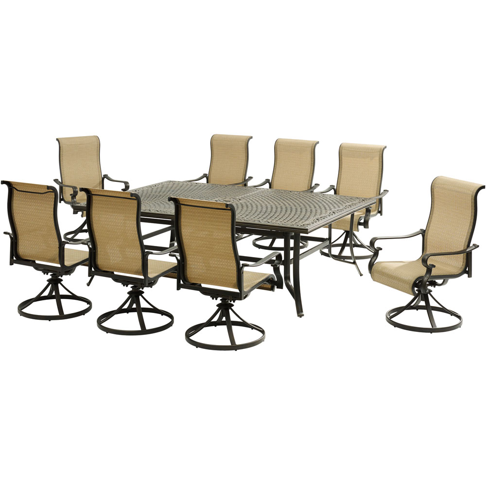 Brigantine9pc:8 Sling Swivel Rockers, 60x84" Cast Dining Table