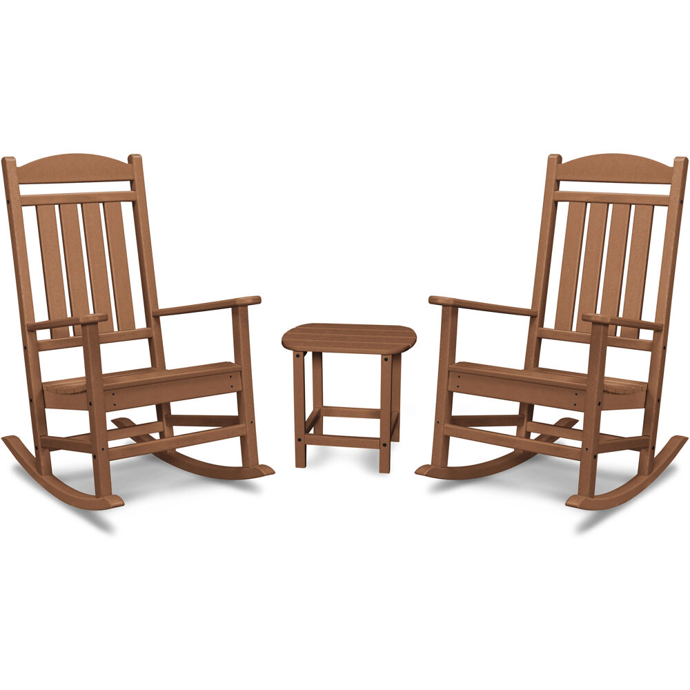 Hanover All-Weather Porch Rocker Set: 2 Porch Rockers and Side Table