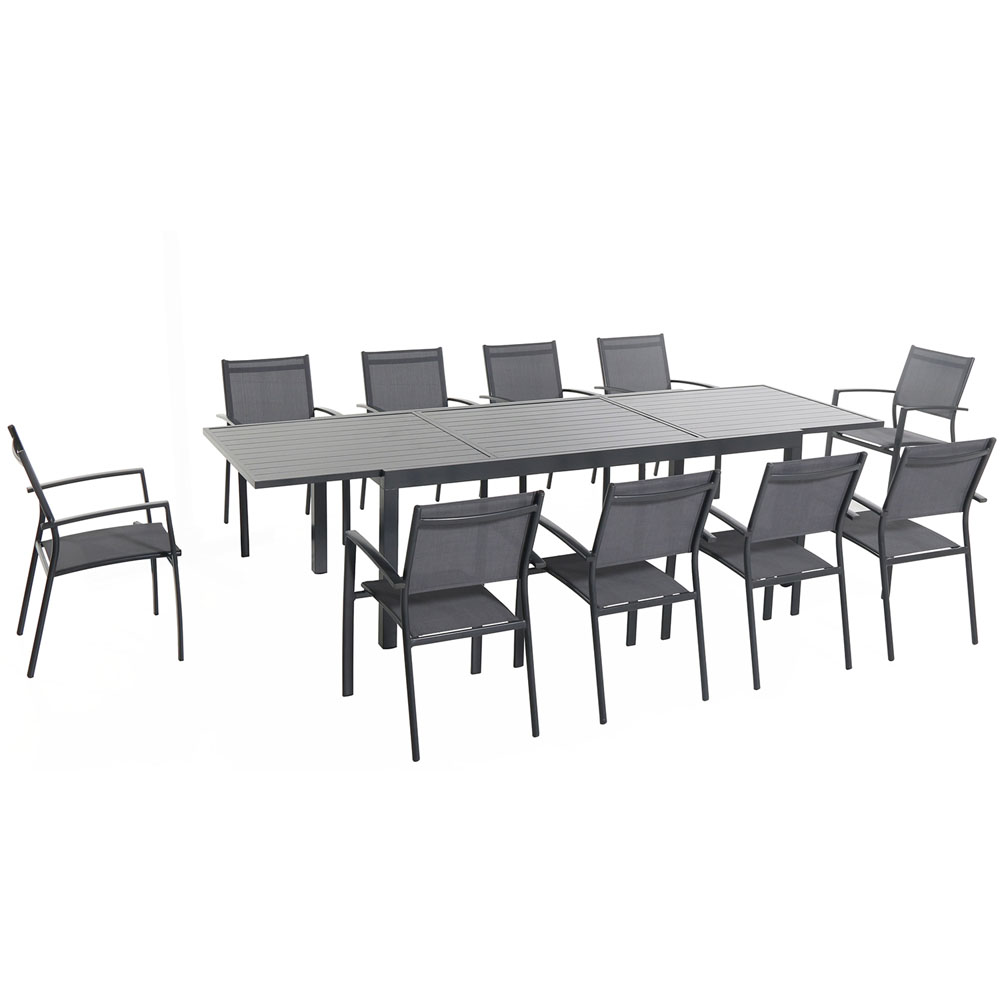 Naples 11pc Dining Set: 10 Sling Back Chairs, 1 Aluminum Table