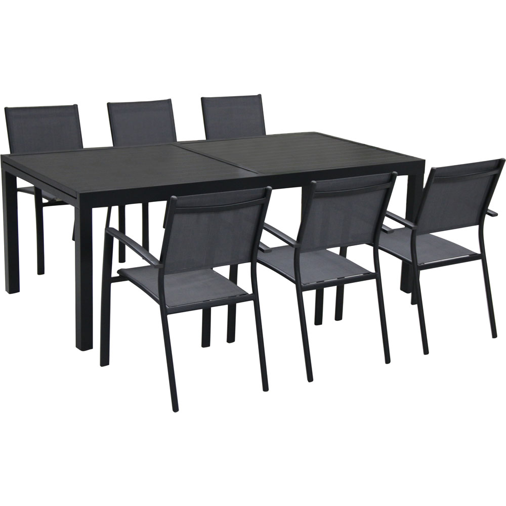 Naples 7pc Dining Set: 6 Sling Back Chairs, 1 Aluminum Table
