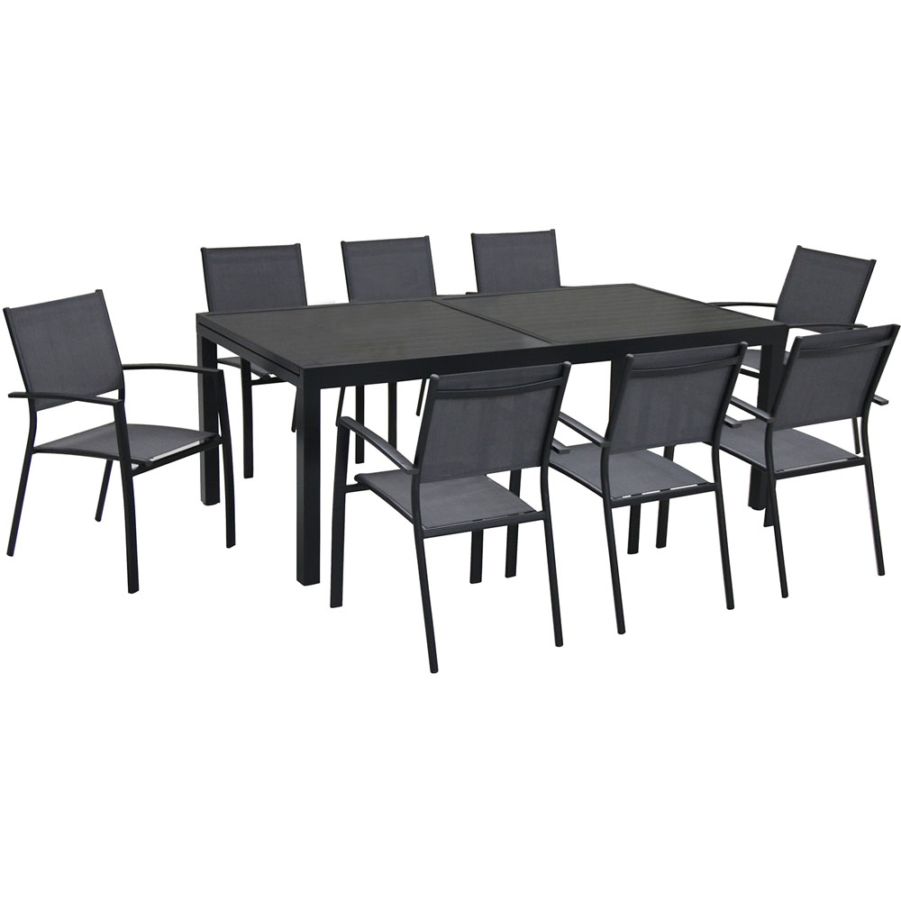 Naples 9pc Dining Set: 8 Sling Back Chairs, 1 Aluminum Table