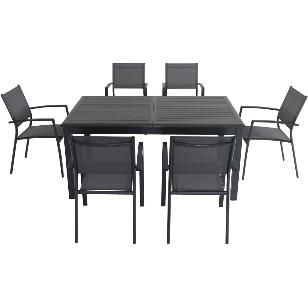 Cameron7pc: 6 Aluminum Sling Chairs, 63-94" Aluminum Extension Table