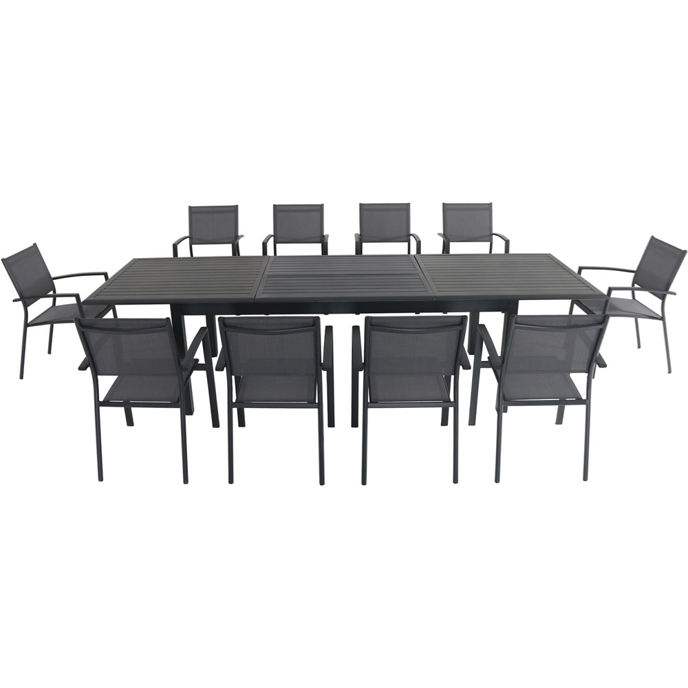 Dawson11pc: 10 Aluminum Sling Chairs, 78-118" Aluminum Extension Table