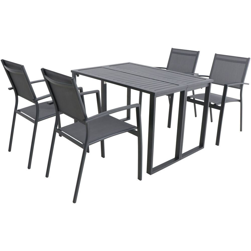 Conrad 5pc Dining Set: 4 Alum Sling Chairs and Folding Table