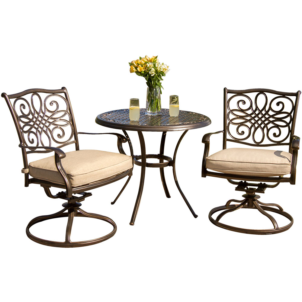 Traditions3pc: 2 Swivel Rockers, 32" Round Cast Table