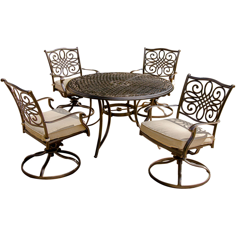 Traditions 5 Piece Dining Set (4 Swivel Rockers, 1 48" Round Table)