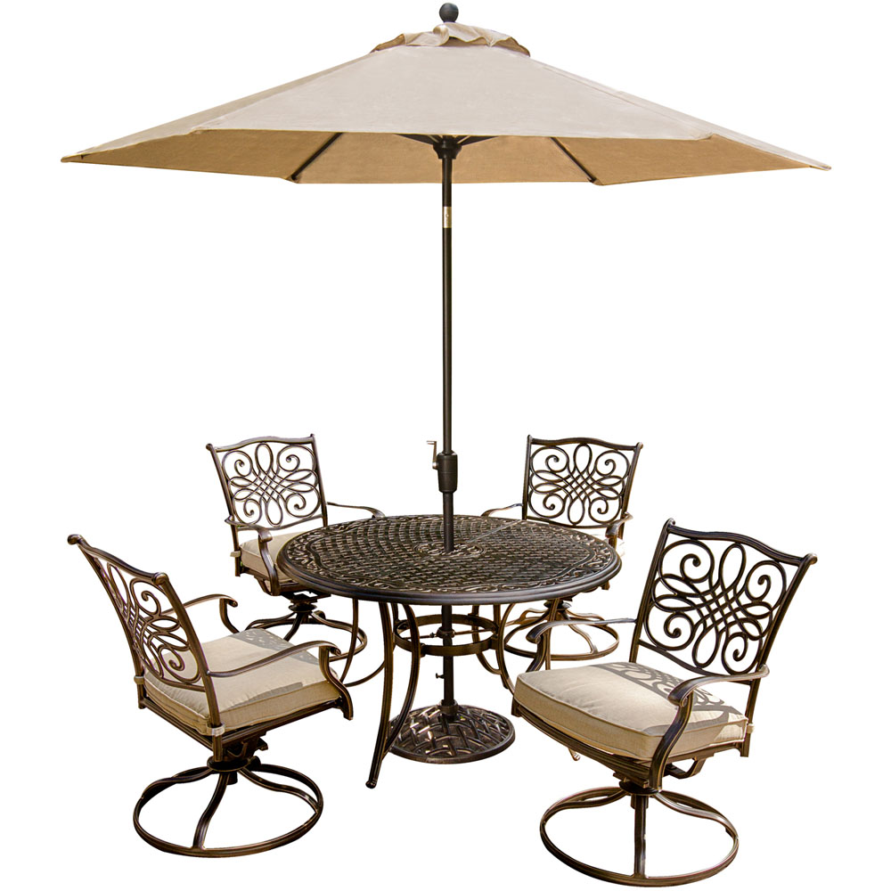 5 Piece Dining Set,Umbrella & Stand