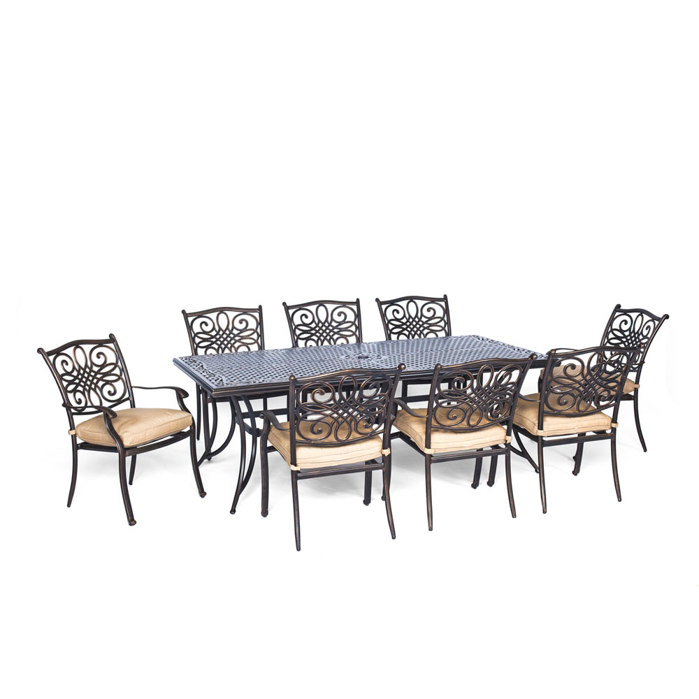 Traditions9pc: 8 Dining Chairs, 42x84" Cast Table