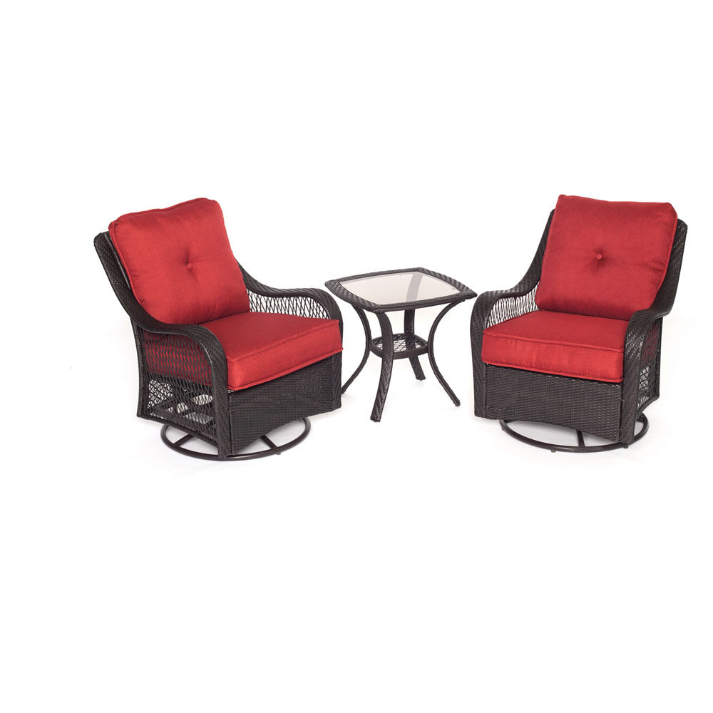 Orleans 3pc Seating Set: 2 Swivel Gliders, 1 Side Table