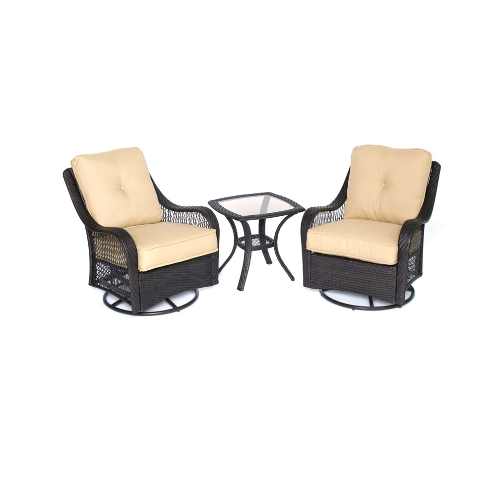 Orleans 3pc Seating Set: 2 Swivel Gliders, 1 Side Table