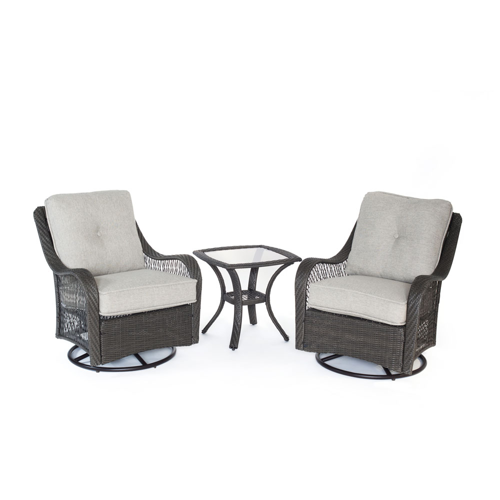 Orleans 3pc Seating Set: 2 Swivel Gliders, 1 Side Table