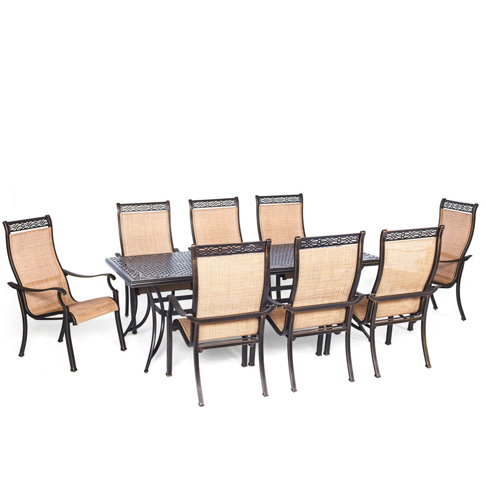 Manor9pc: 8 Sling Dining Chairs, 42x84" Cast Table