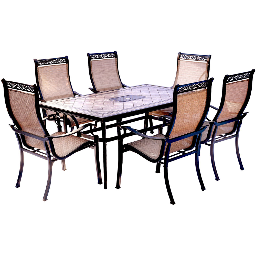 Monaco7pc: 6 Sling Dining Chairs, 40x68" Tile Top Table