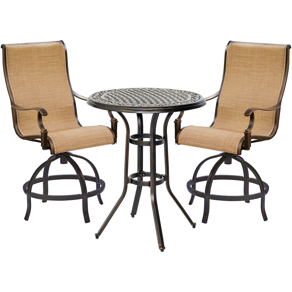 Manor3pc: 2 Sling Counter Height Swvl Chairs, 30" Rnd Cast Table (36"H)