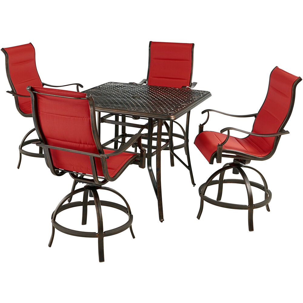 Traditions5pc: 4 Padded Swivel Counter Hght Chairs, 42" Square Cast Tbl