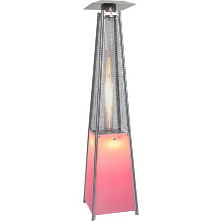 Square Patio Heater, 7' Tall, Propane, LED Flame Glass, 42,000 BTU