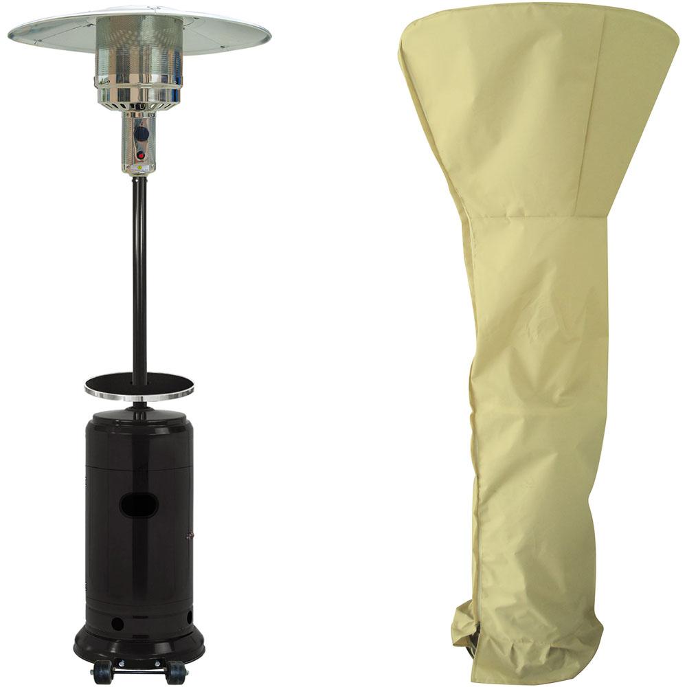 Steel Umbrella patio heater, 7" tall, propane, 48,000 BTU with Cover