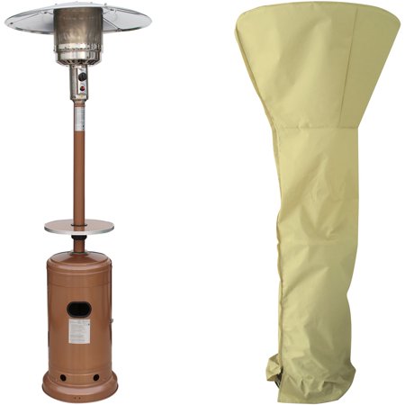 Steel Umbrella patio heater, 7" tall, propane, 48,000 BTU with Cover