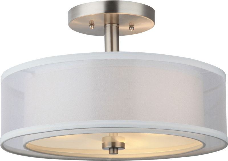 20-7812 Satin Nickel 3 Light Round Semi-Flush