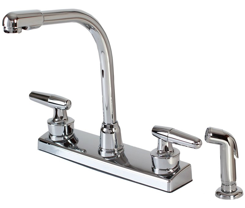 12-1927 2-Handle Hi-Rise Kitchen Faucet with Spray, Chrome