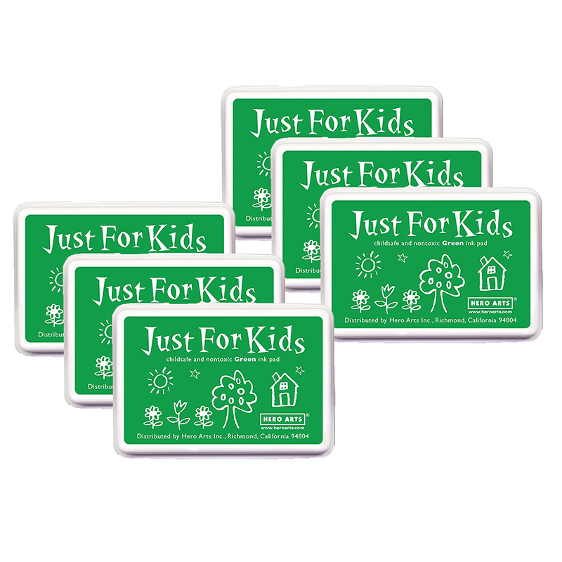 Just for Kids Ink Pad, Green, Pack of 6