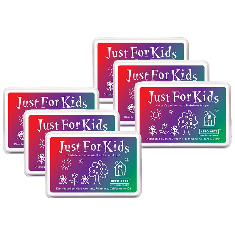 Just for Kids 3-Color Rainbow Ink Pad, Pack of 6