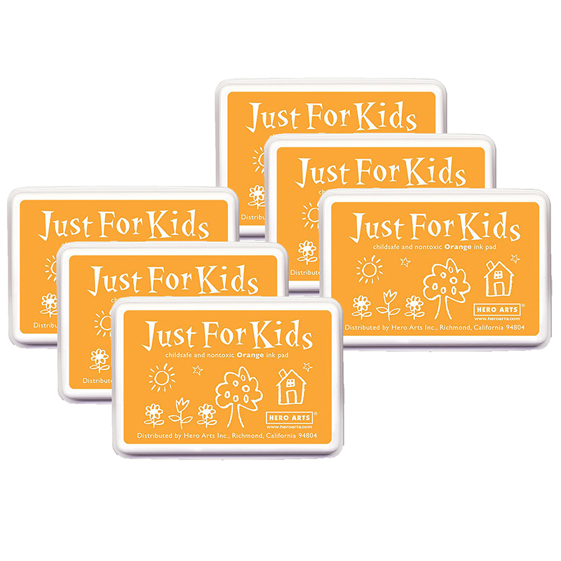Just for Kids Ink Pad, Orange, Pack of 6