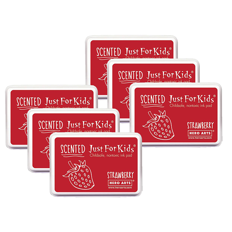 Just for Kids Scented Ink Pad Strawberry/Red, Pack of 6