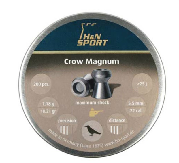 H and N Crow Magnum Hollowpoint Airgun Pellets .22 cal